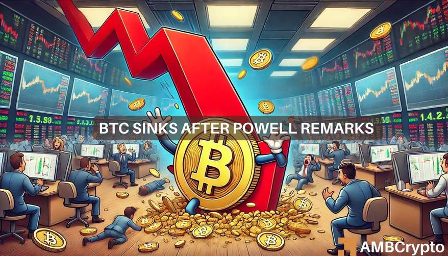 Bitcoin, US stocks decline as Powell signals slower rate cuts