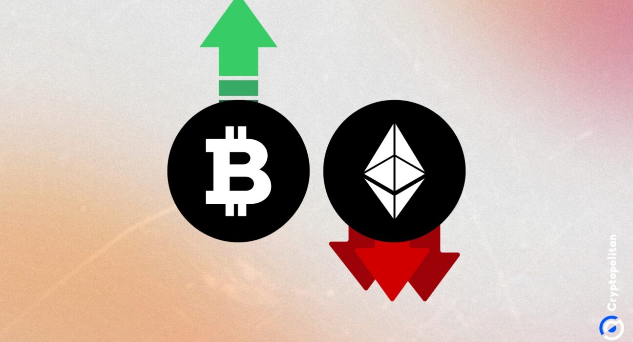 Bitcoin dominance hits 59.75% as ETH/BTC slips below key support